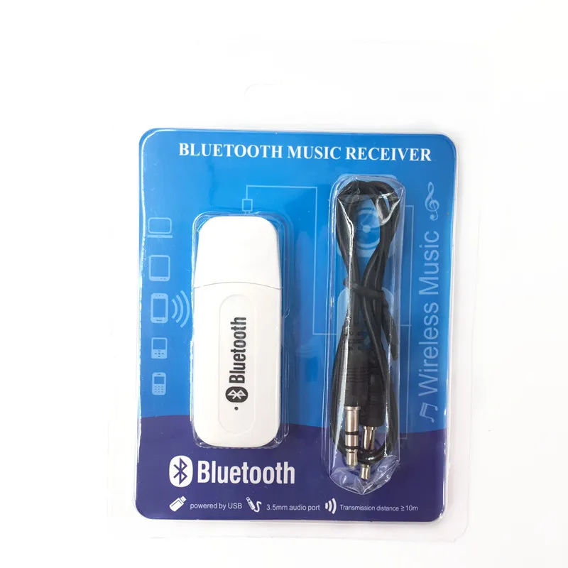 Bluetooth приемник A2DP ключ стерео Музыка Аудио приемник беспроводной USB адаптер для автомобиля AUX Android/IOS мобильного телефона 3,5 мм разъем - Цвет: White