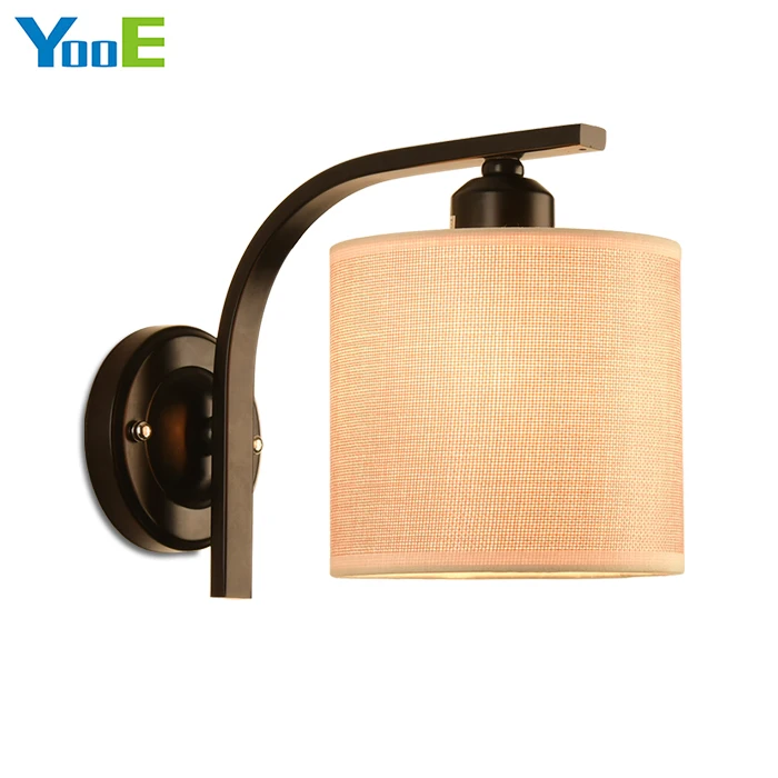

YooE Indoor lighting iron wall lamps 110V 220V E27 cloth lampshade bedroom Wall Sconce lights modern Rotation Black / White