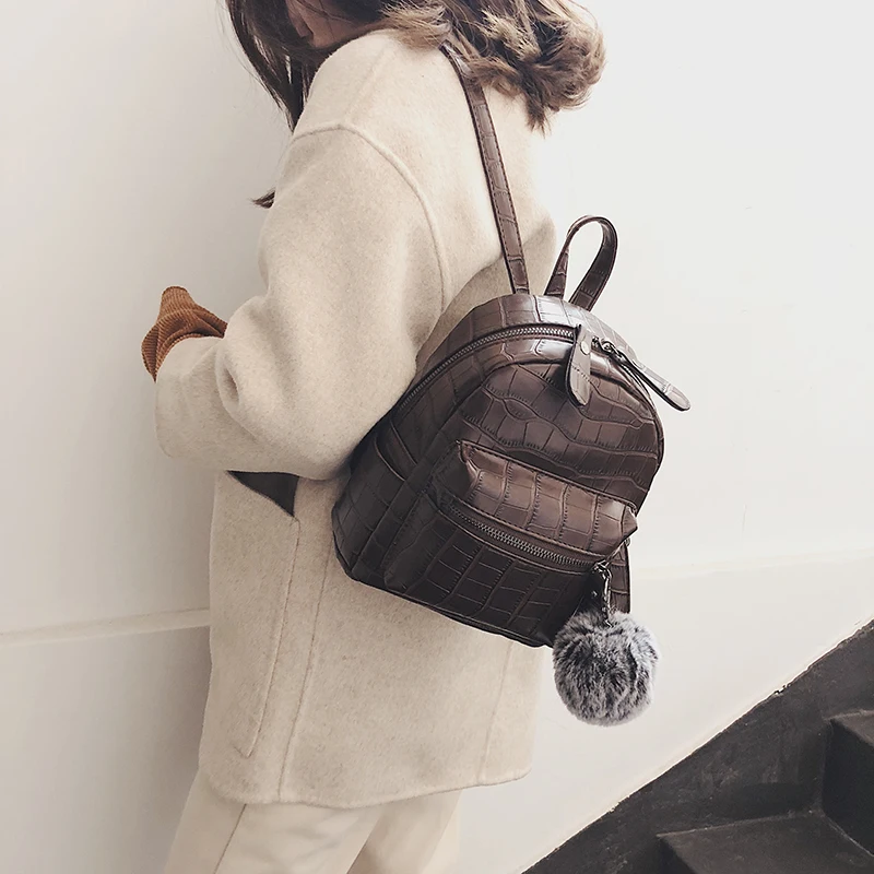 

Stone Pattern PU Leather 2019 Backpack Mini Soft Touch Multi-Function Small Backpack Female Ladies Shoulder Bag female