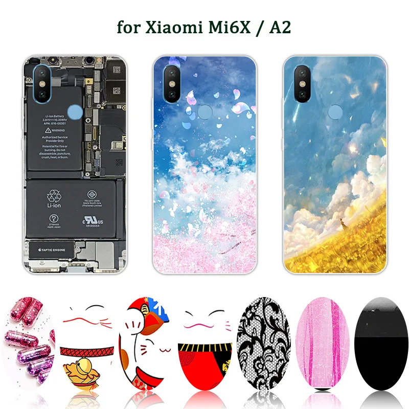 for Xiaomi Mi 6X Soft Silicon Back Cover 5.99 inch Black Matte Protection Tumbler Phone Case A2 Transparent TPU Capa |
