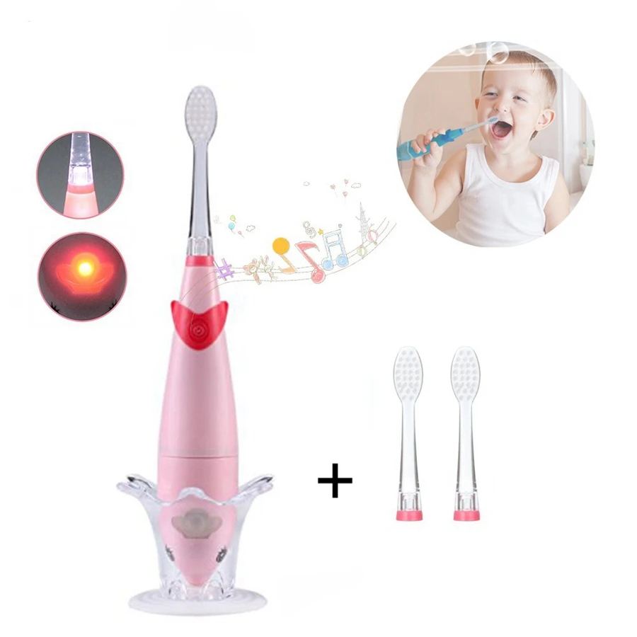 Escova de Dentes Adorável dos Desenhos Animados com Música Cuidados com o Bebê Crianças Bateria Operado Elétrica Melhor Compra Canções Led Luz Suave Goma Presente