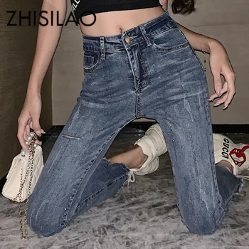 

Flare Jeans Women Irregular Skinny Jeans High Waist Ripped Jeans For Women Vintage Mom Jeans Mujer Plus Size Denim Pants 2019