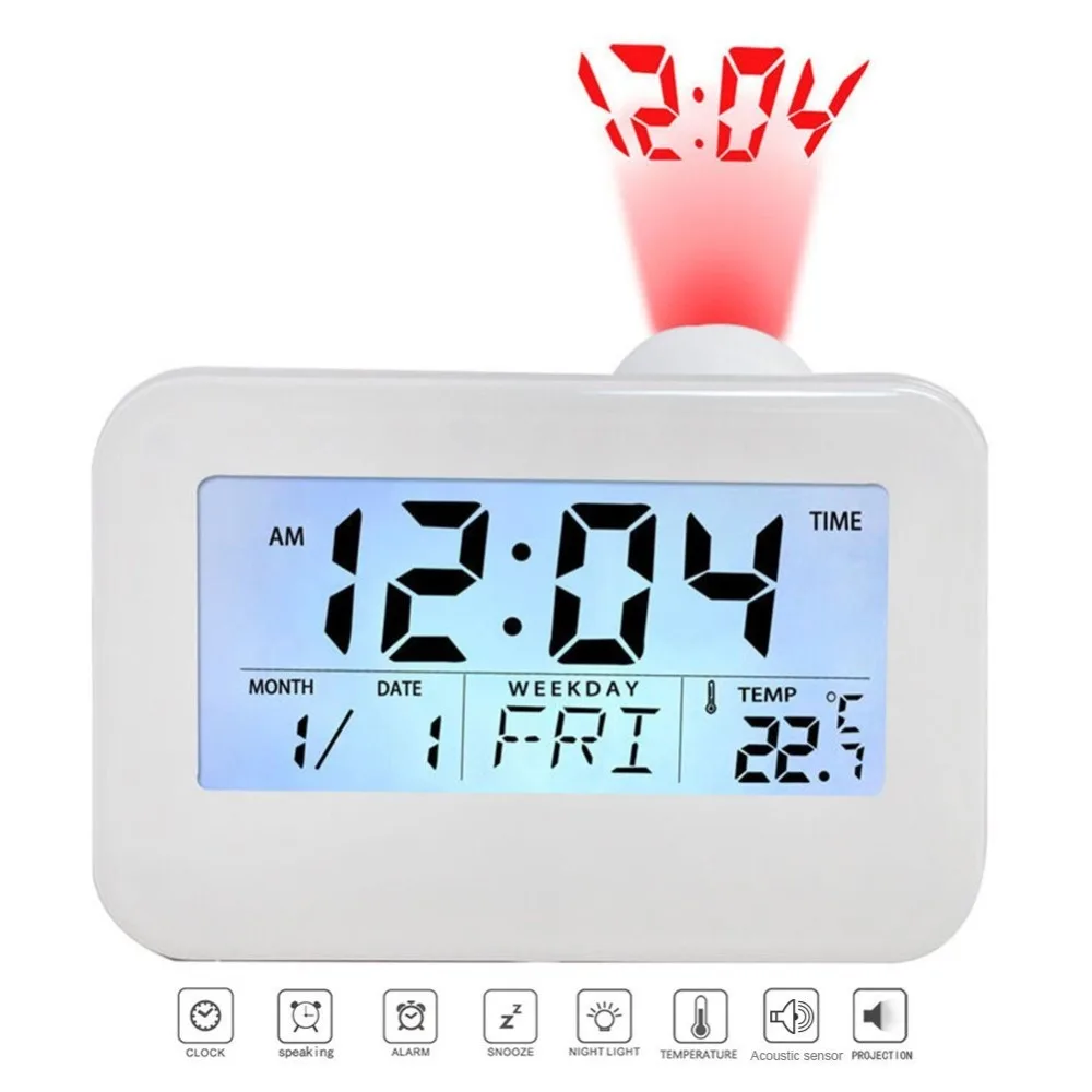 Buy LCD Projection clock Electronic Desk Clock Bedside Table Talking Projector
