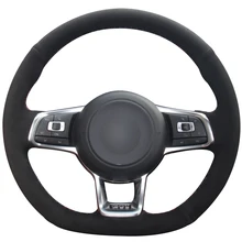 Черная замша рулевого колеса автомобиля крышки для Volkswagen Golf 7 GTI гольф R MK7 VW Polo GT Scirocco