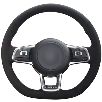 

Black Suede Car Steering Wheel Cover for Volkswagen Golf 7 GTI Golf R MK7 VW Polo GTI Scirocco 2015 2016