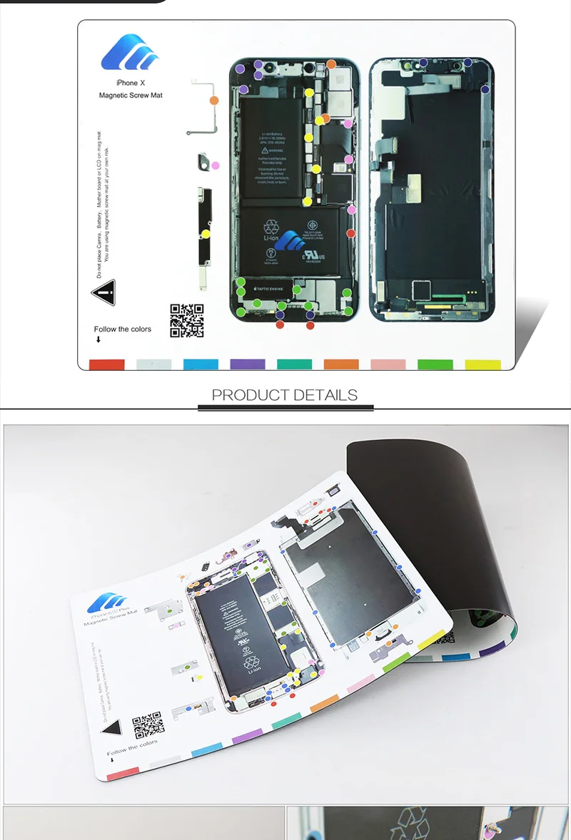 Профессиональный Магнитный винт коврик для iPhone 4, 5, 6, 6s, 7, 8 Plus, X, XR, Xs, MAX, винтовая прокладка, держатель, диаграмма, руководство, коврик, инструменты для ремонта телефона