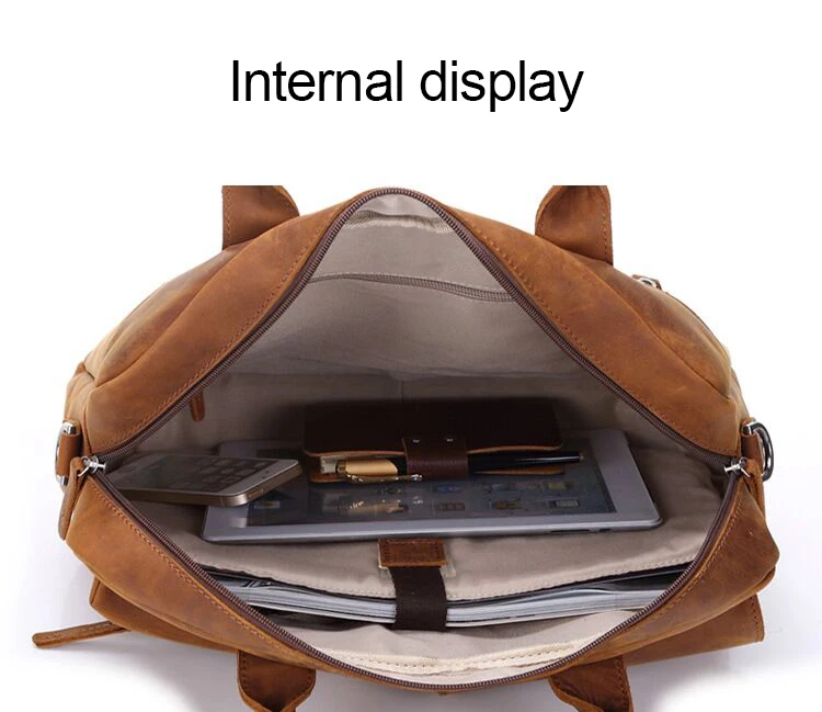 Для Мужчин's пояса из натуральной кожи Портфели Crazy Horse Сумка сумки для мужчин Мода Большой ёмкость бизнес сумка ноутбука
