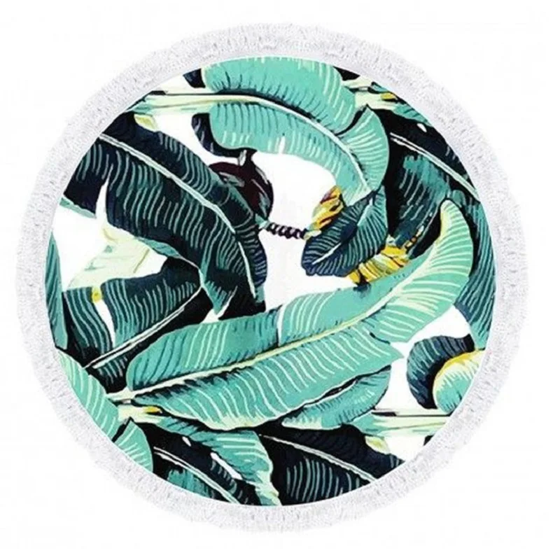 New European Rayon Printing Circular Thin Yoga Blankets Beach Mat Yoga Mat Sand Cloth Shawl Towel Bikini Summer Dress