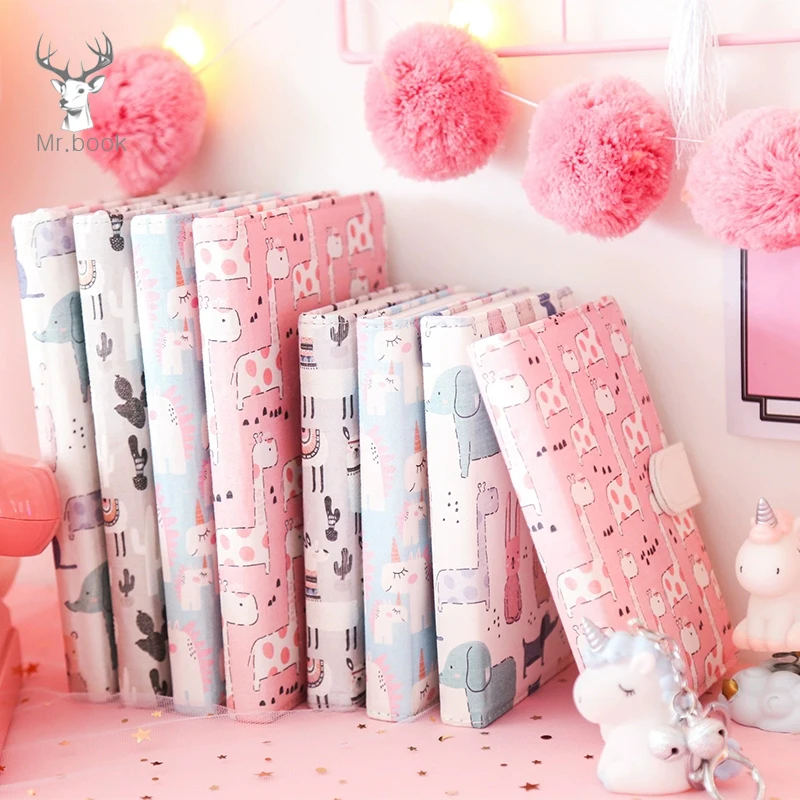 

Kawaii Unicorn Alpaca Notebook Cartoon Animal Coloring Page Hand-painted Journal Diary Planner Cloth Cover Notepad for Kids Gift