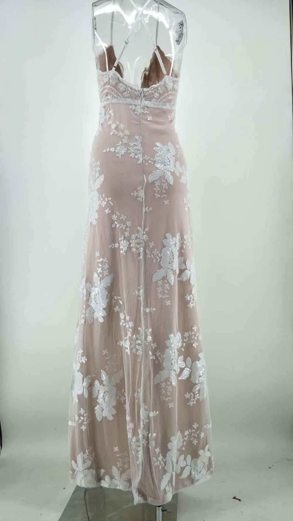 HAMBELELA New Arrival High Quality 2019 Summer Women's Dress Spaghetti Strap Vintage Sequined Floor-Length Bandage Dress Vestido (7)