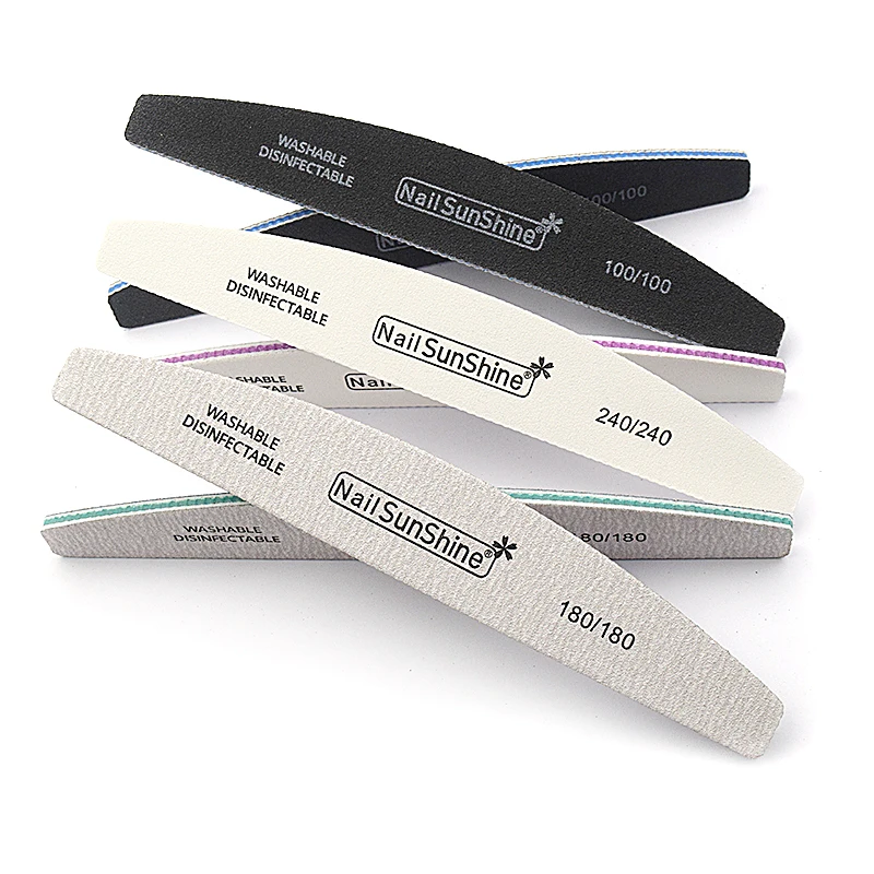 

5Pcs Professional Nails Art Files 100/180/240 Grit Strong Sanding Block Nail File Buffing Lime a Ongle Moon Curve Manicure Tools