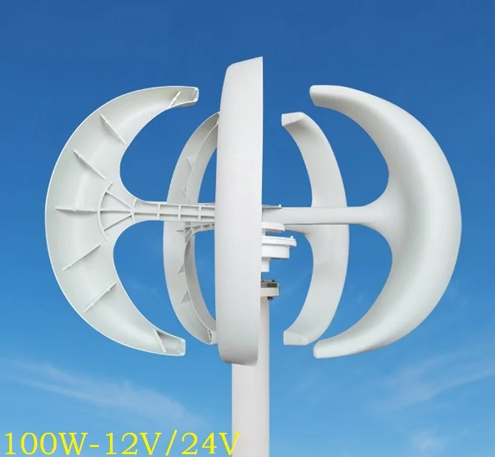 WWS-ENERGY Vertical Axis Wind Power Generator 100W 12V or 24V include Generator Controller 3 Blades fit for Home Ship Boat Yacht