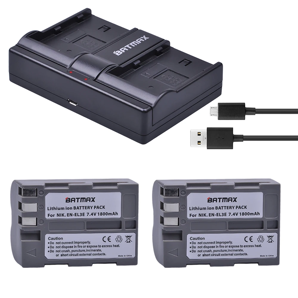 Batmax En-El3E En El3E Battery + Usb Caricatore Doppio Per Nikon Enel3E D300S D300 D100 D200 D700 D70S D80 D90 D50 Mh-18A