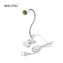 Гибкий светодиодный держатель для настольной лампы с зажимом E27, цоколь, преобразователь с переключателем ВКЛ./ВЫКЛ., светильник, блок питания с европейской вилкой