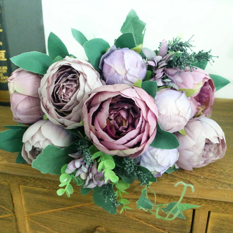Silk Flower European Peony Flower Bouquet (5)