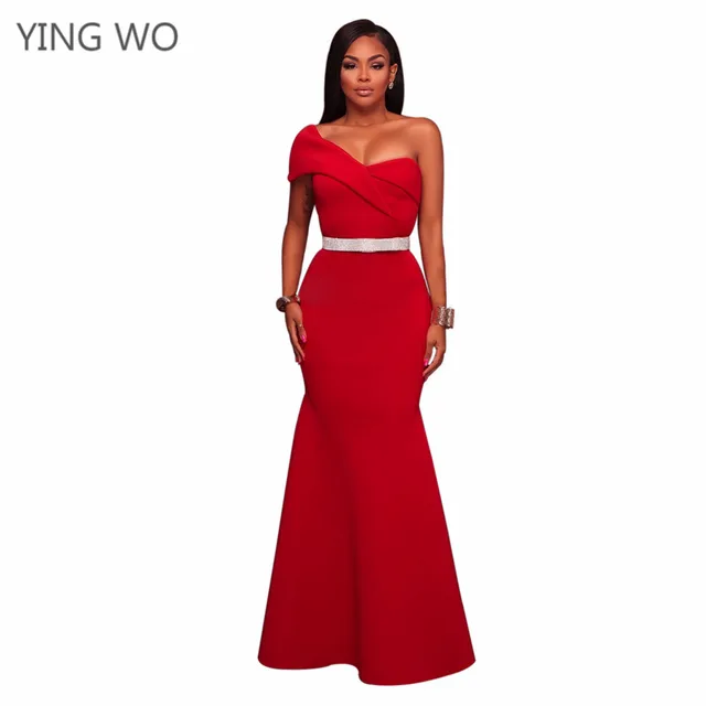 One Shoulder Red Dress