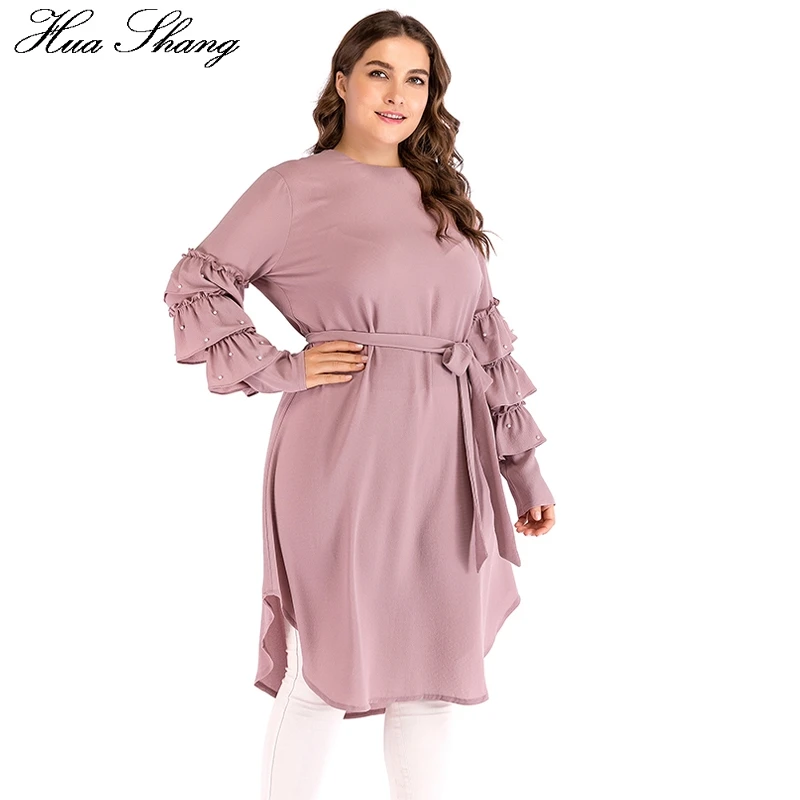 4XL 5XL размера плюс шифоновая блузка розовая Женская летняя с оборками и бусинами