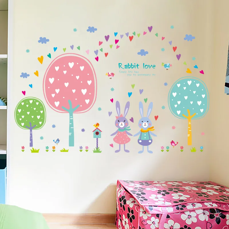 5 designs cartoon animals kids room wall stickers boys girls infant babies wall decals funny cat