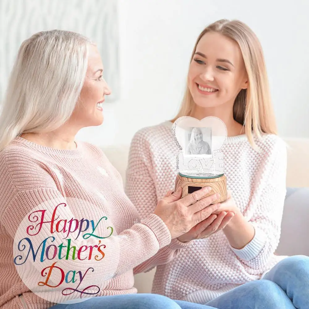 

Custom Love Photo Text RGB LED Display Night Light Crystal Photo MP4 Music Player Jewelry Rotating Monitor Stand,Family Mom Gift