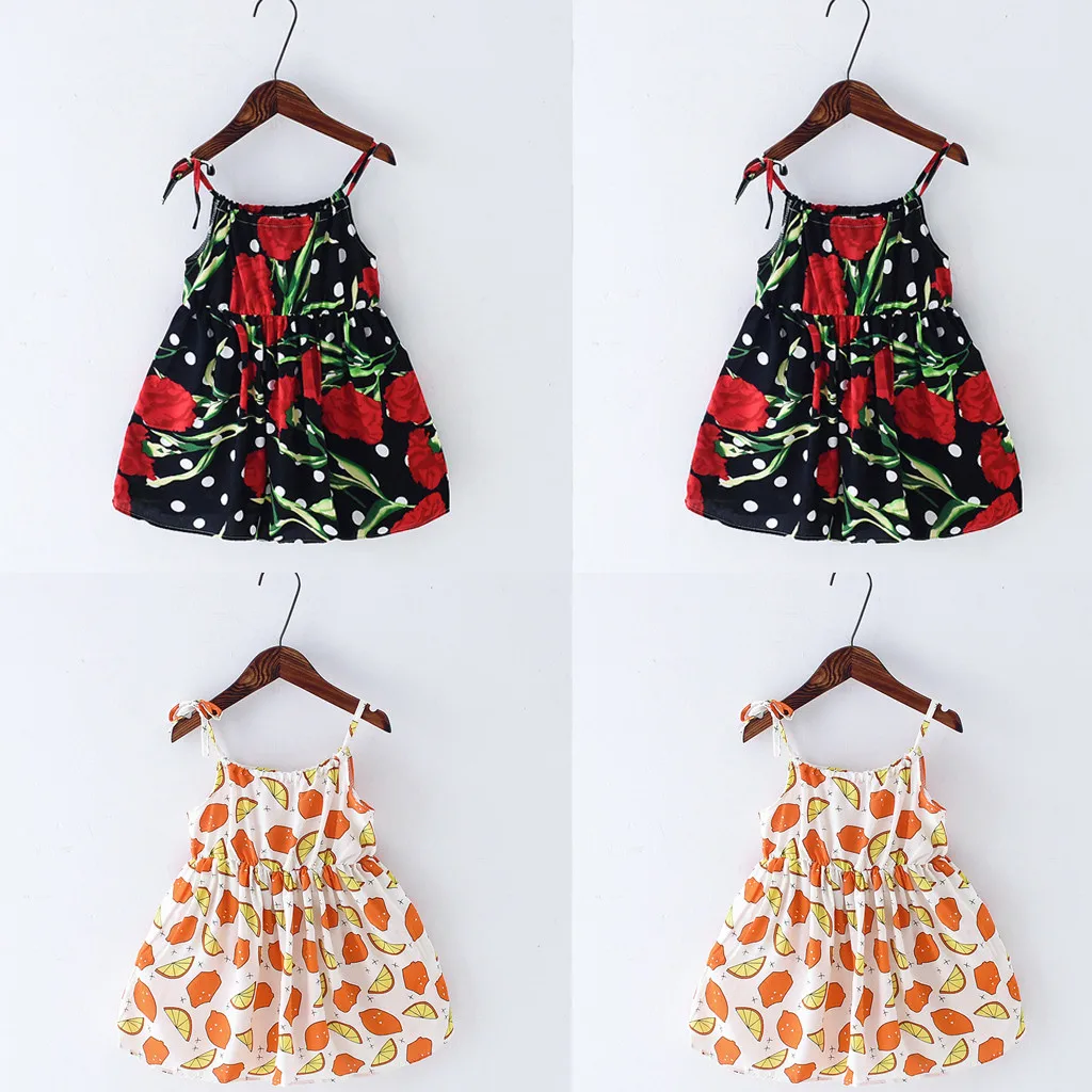 

Toddler Kid Baby Girls Off Shoulder Sling Sleeveless Gallus Rose Print Floral Birthday Party Princess Children Casual Dress