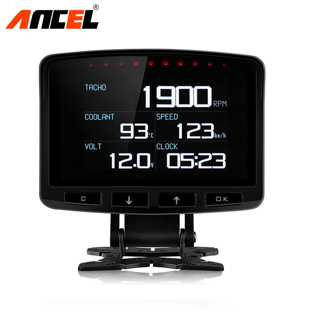 

Ancel A208 Car OBD2 Car HUD On-board Computer Multi Functional Digital Meter Speedometer Fuel Consumption Gauge Clear Fault Code