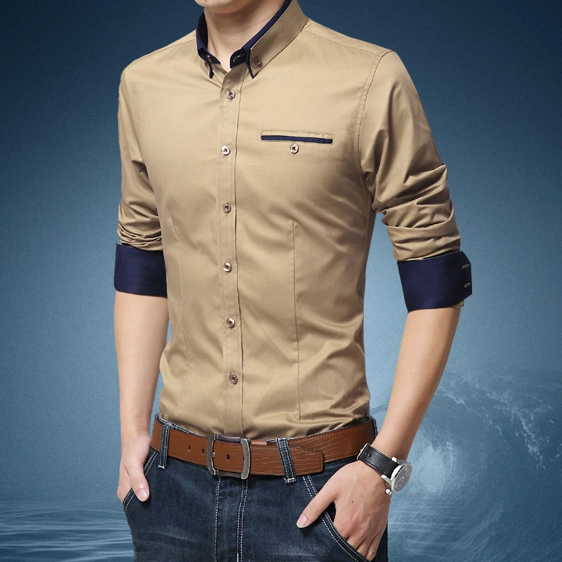 ARCSINX 5XL мужские рубашки с длинным рукавом Slim Fit однотонные модные рубашки мужской большой размер Весна Осень Фитнес мужские рубашки