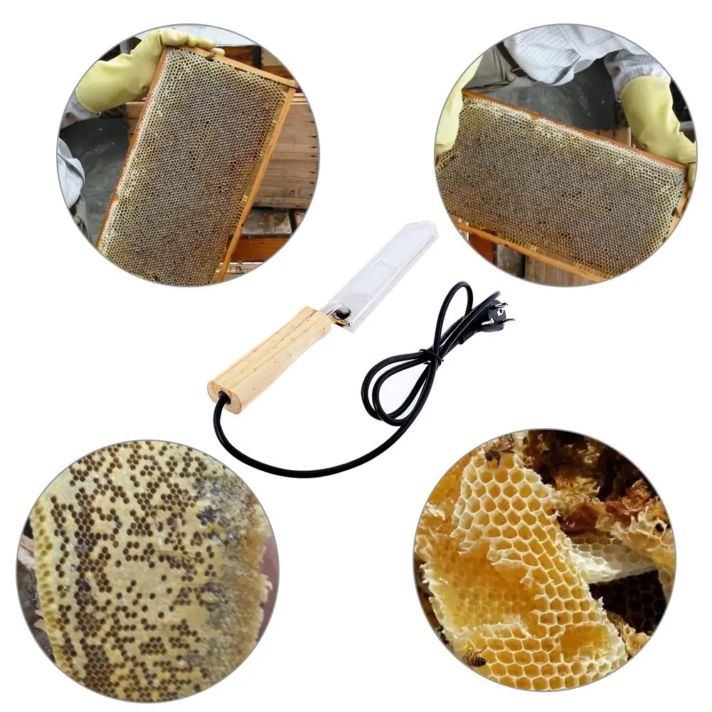 Горячая вилка ЕС электрический медовый нож пчеловодство оборудование режущий нож нагревательная ручка деревянные инструменты скребок из нержавеющей стали