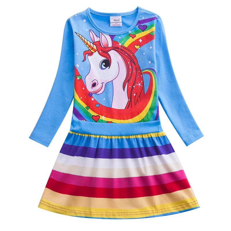 Baby Girls Dresses For Kids Clothes Girls Dresses Birthday Party Cosplay Costume Children Cotton Cartoon Rainbow Unicorn Dress  (9)