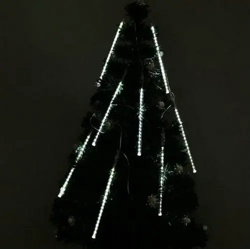 LED Meteor Shower Rain Tube Snowfall Light 20cm Outdoor Lighting Garden Tree Decor Wedding Christmas 8 Poles/string 80leds-white
