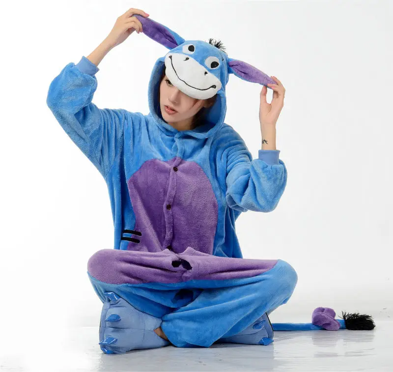Мужские Дамы Синий Кролик мультфильм взрослых животных Onsie пижамы комбинезоны пижамы C008 S/M/L/XL