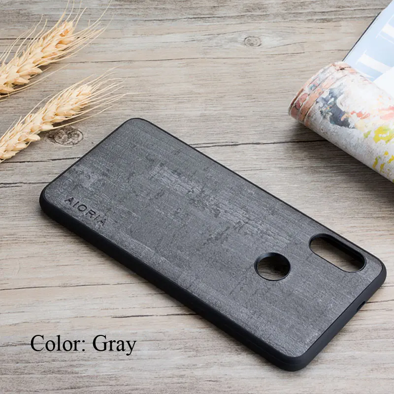 Aioria Винтаж Coque/чехол для Xiaomi Redmi Note 5 6 7 Pro Увядшая древесина кожа поверхность мягкий материал - Цвет: Grey