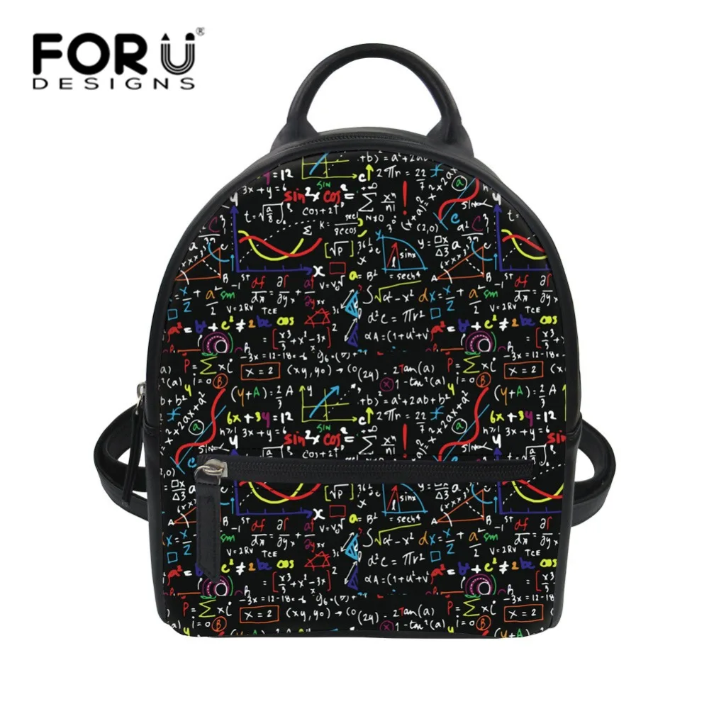 

FORUDESIGNS Math Formula PU soft Leather Backpack Women Casual Small Preppy Girl Rucksacks Female Shoulder Bags Ladies Backpacks