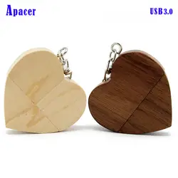 Apacer USB 3.0 Деревянный сердце usb флеш-накопитель Memory Stick флэш-накопитель 8 ГБ 16 ГБ 32 ГБ логотип компании выгравировать