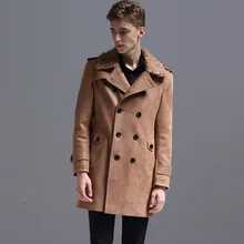 Suede Leather Trench Coat Men Windbreaker Warm Winter Cloak Mens Long Coat Plus Size 5xl 6xl Male Overcoat Korean Style Clothing