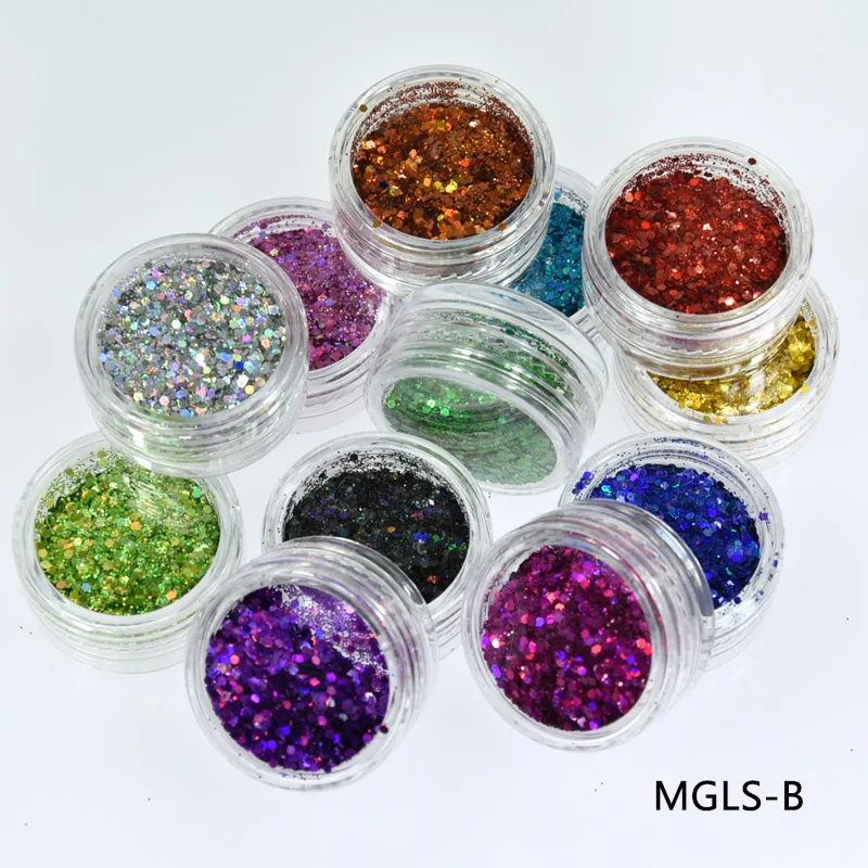  12jars/box Chameleon Aurora Nail Glitter Powders Shiny Irregular Nail Art Sequins Holographic Flake