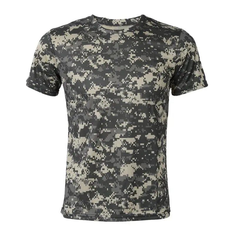 

New Outdoor Hunting Camouflage T-shirt Men Breathable Combat T Shirt Dry Sport Camo Camp Tees-ACU Green L