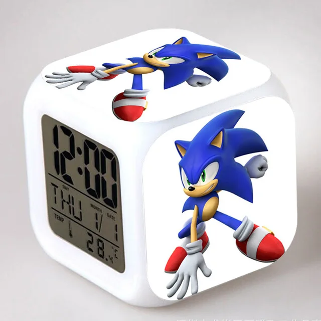 Sonic the Hedgehog светодиодный Будильник хвосты Miles Prower часы reloj despertador цифровые часы Dr. Robotnik horloge digitale Saat - Цвет: Фиолетовый