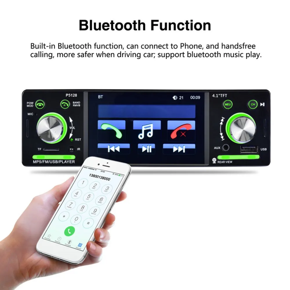 

4.1" HD LCD Touch Screen 800*480 Car MP5 Player Bluetooth 1080P 7 Color Button Back Light Mirror Link FM/AM/RDS Tuner RK-7157B