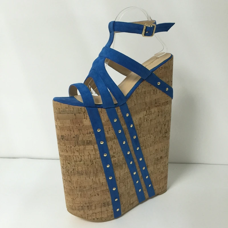 cobalt blue wedge shoes