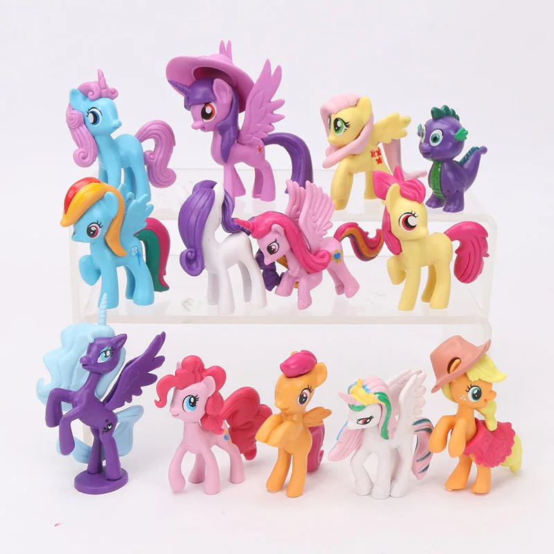 Игрушки My Little Pony, 13 шт., 5,5-8 см, пони, ПВХ, фигурки, радуга, тире, сумеречные Искорки, дракон, принцесса, Селестия, куклы