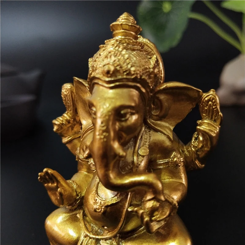 Ganesha Buddha Statue House Garden Decoration Indian Gold Elephant God Ganesh Sculpture Figurines Home Decor Buddha Statues