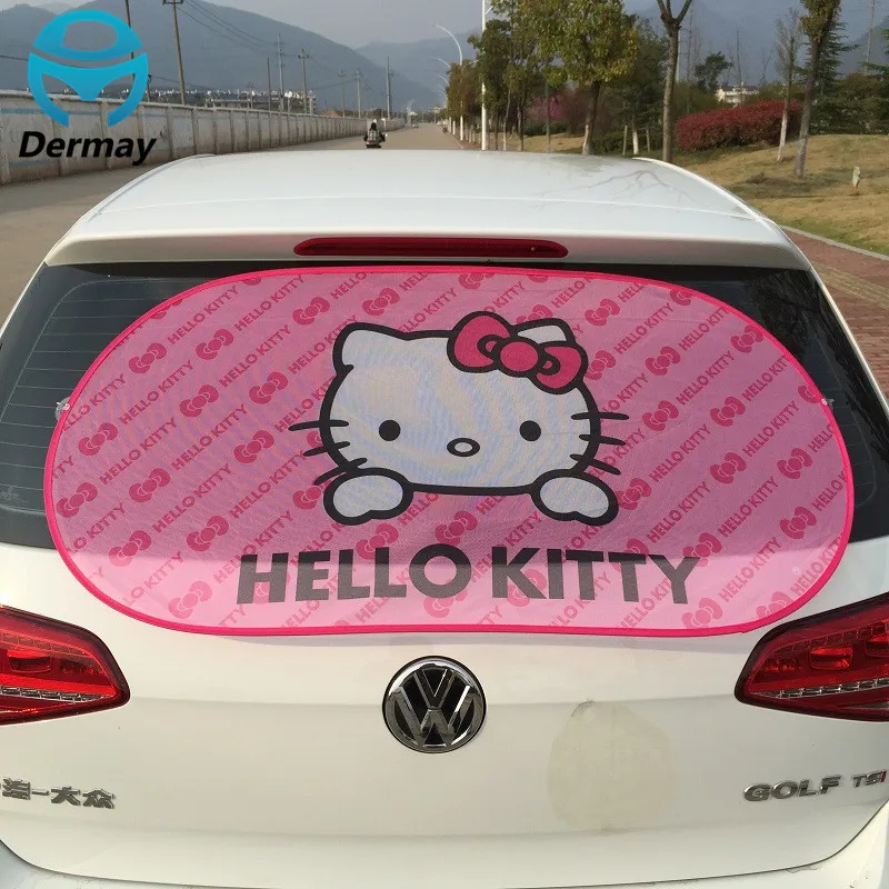 100x50cm Hello Kitty Car Rear Window Sunshade Sun Shade Cover Visor Shield Screen Pink Mesh