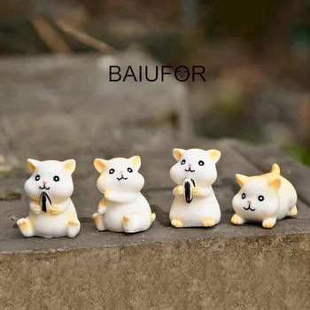 

BAIUFOR Animal Miniatures Cute Hamster Baby Fairy Garden Miniature Succulents Figurines Mini Landscape Decor Home Accessories