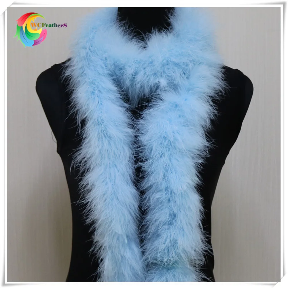 

2Meters 50g Fluffy Dyed Blue Turkey Feather Boa Marabou Feathers for Crafts Party/Carnival Costumes/Party Boa Decoration
