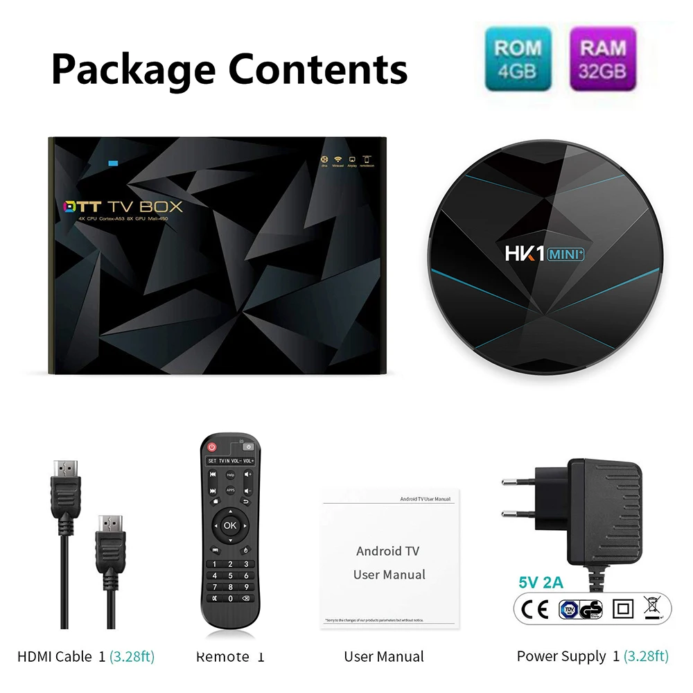 

10pcs HK1 Mini Plus Android 9.0 TV Box RK3318 Quad Core 4GB 64GB Max 2.4G/5G Dual WiFi USB3.0 BT4.0 4K H.265 Media Player