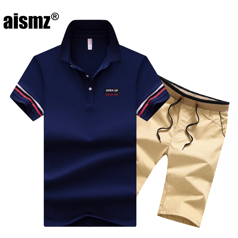 Aismz Лето из двух частей Для мужчин спортивная одежда комплекты верхняя одежда толстовки спортивный костюм Для мужчин Moletom Masculino, Цвет