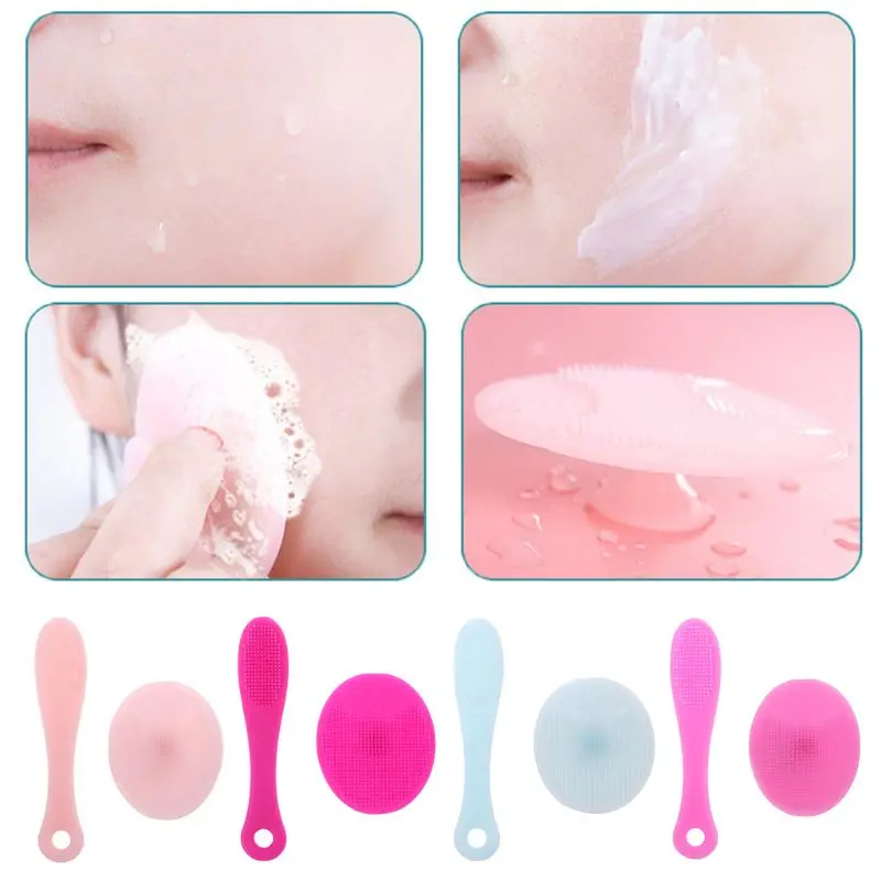 

Massage Facial Exfoliation Cleaning Brush Washing Machine Silicone Facial Cleansing Devices Tools 2Pcs