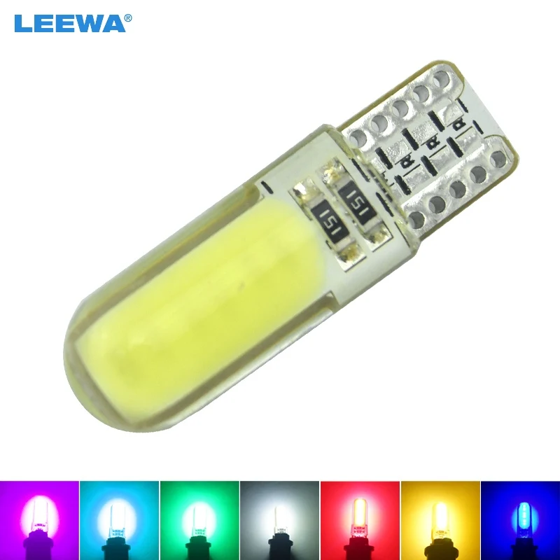 LEEWA 50 шт. Auto T10 194 168 W5W COB 12 чипов Кварцевая Автомобильная светодиодный номерной