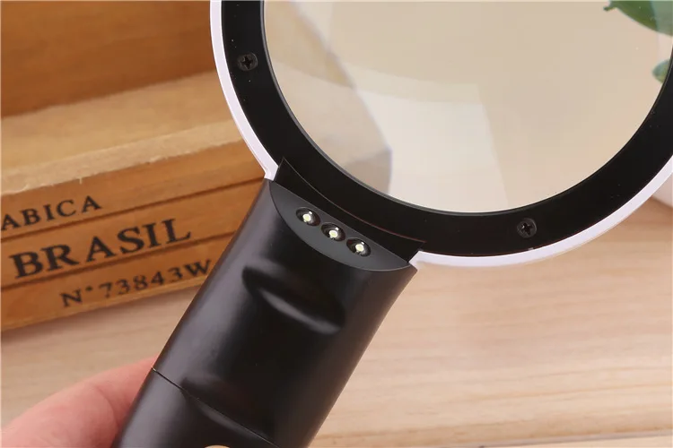 10X 110mm Diameter Handheld Magnifying Glass with LED Light Portable Magnifying Glass White Magnifier-12