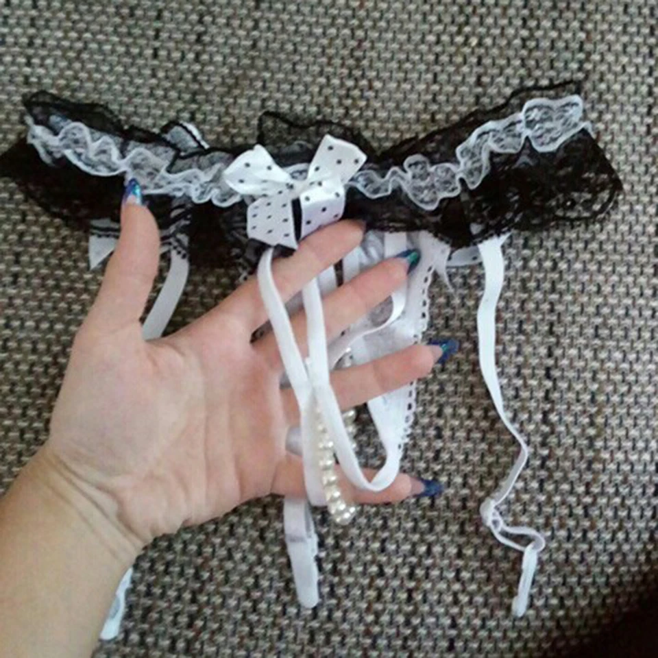 Women Crotchless Sexy Garter Belt for Stocking Black Lace Suspender Belt Open Crotch Pearl Panties Bow Lingerie Garters Women Crotchless Sexy Garter Belt for Stocking Black Lace Suspender Belt Open Crotch Pearl Panties Bow Lingerie Garters